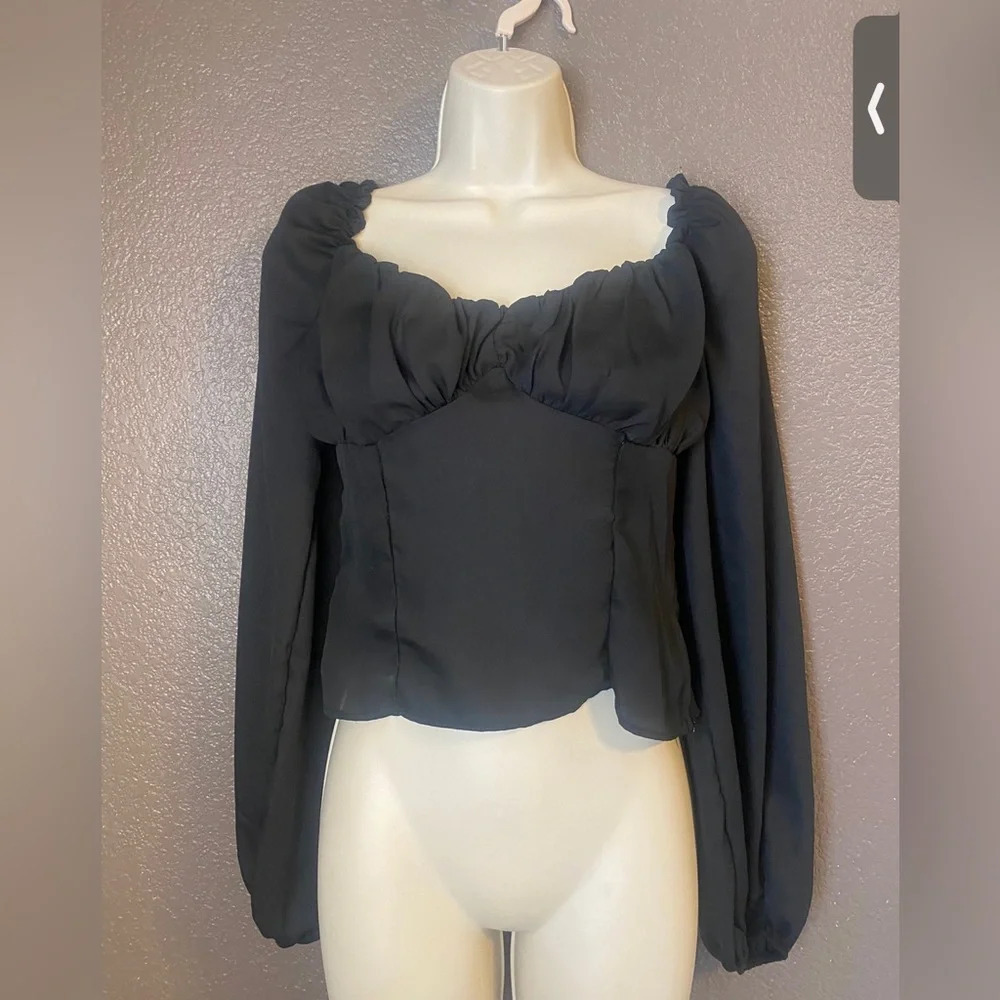 Abound Black Long Sleeve Blouse